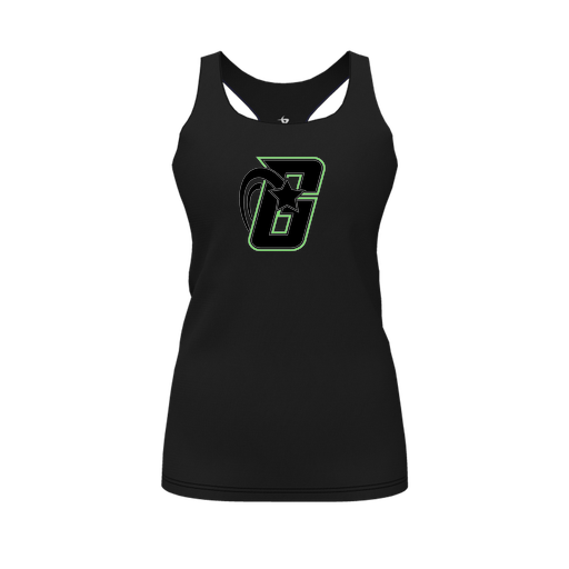 [CUS-DFW-RCBK-PER-BLK-FYS-LOGO2] Racerback Tank Top (Female Youth S, Black, Logo 2)