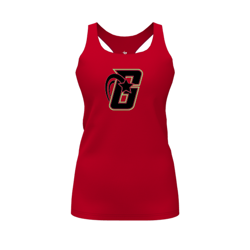 [CUS-DFW-RCBK-PER-RED-FYS-LOGO2] Racerback Tank Top (Female Youth S, Red, Logo 2)
