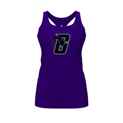 [CUS-DFW-RCBK-PER-PUR-FYS-LOGO2] Racerback Tank Top (Female Youth S, Purple, Logo 2)