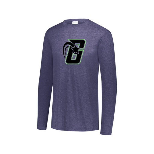 [FTLCUBNV-AXS-LOGO2] Decker Men's Tri-Blend T-Shirt - Long Sleeve (Adult XS, Navy, Logo 2)