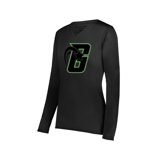 [222824.080.S-LOGO2] Ladies LS Smooth Sport Shirt (Female Adult S, Black, Logo 2)