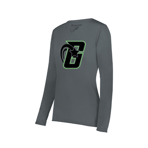 [222824.059.S-LOGO2] Ladies LS Smooth Sport Shirt (Female Adult S, Gray, Logo 2)